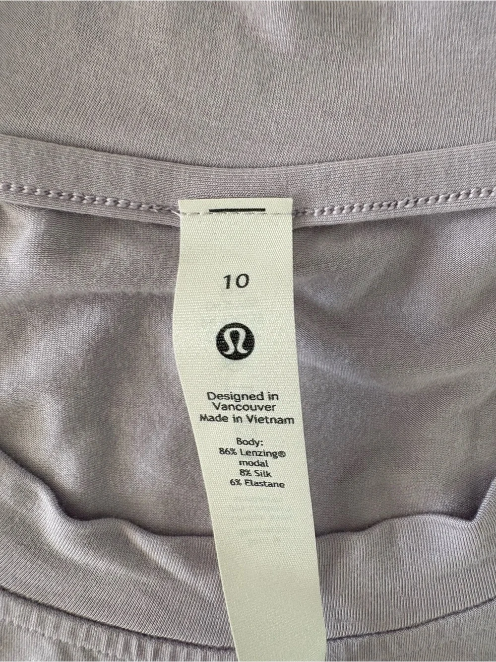 Lululemon Modal-Silk Blend Tie-Front Yoga T-Shirt In Faint Lavender Size 10
